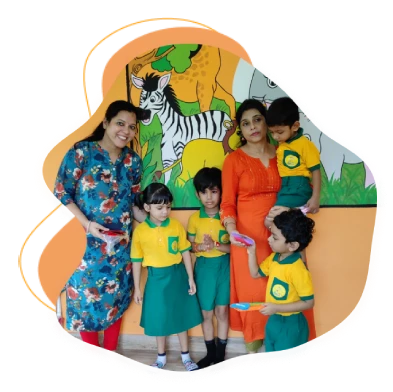 teacher smiling with kids